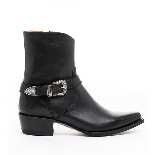 Ranch Road Boots - Scarlett Buckle Short Black - Western - Bootie - Right Profile 